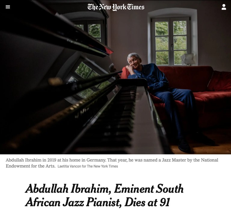 R.I.P., Abdullah Ibrahim