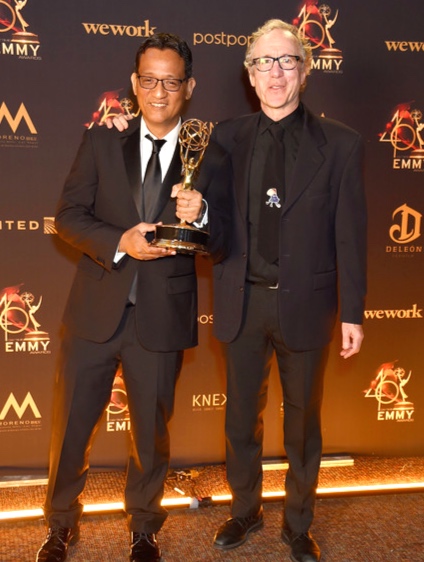 D.D. Jackson with lyricist Billy Aronson and their Emmy Award, May 2019